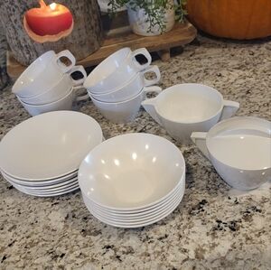 Vintage MELMAC Mallo Belle Mid century modern cream and sugar cups bowls plates
